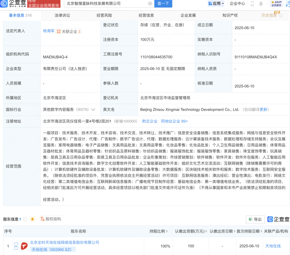 天地在线布局AI新赛道 成立子公司掘金数字文化创意软件市场